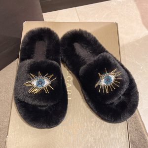 Women Fashion Soft Warm Comfort Flat Fur Indoor Outdoor Slippers